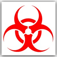 6 x Biohazard Symbol-Red on White,External Self Adhesive Warning Stickers-Bio Hazard-Health and Safety Signs 